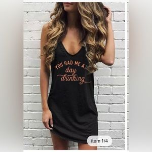 Ripped Sleeveless Mini Black Dress